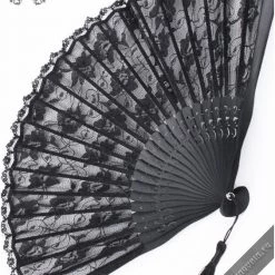 Fantasmagoria Black Palace Lace Folding Fan Accessories