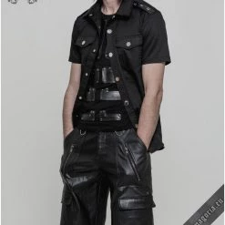 Punk Rave Men's Stuff Casual Black Men's Shirt