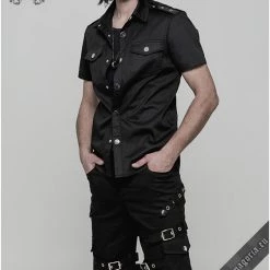 Punk Rave Men's Stuff Casual Black Men's Shirt