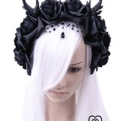 ReStyle Gothic Wreath With Antlers, Roses & Beads Headband Accessories