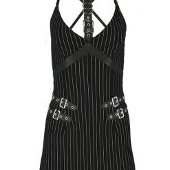 ReStyle Collared Pinstriped Mini Gothic Dress Women's Stuff