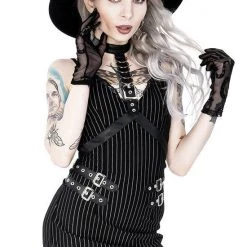 ReStyle Collared Pinstriped Mini Gothic Dress Women's Stuff