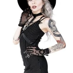 ReStyle Collared Pinstriped Mini Gothic Dress Women's Stuff
