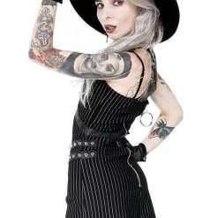 ReStyle Collared Pinstriped Mini Gothic Dress Women's Stuff