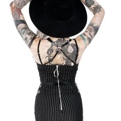 ReStyle Collared Pinstriped Mini Gothic Dress Women's Stuff