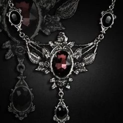 ReStyle Wild Roses Evening Necklace With Roses And Burgundy Stone Jewelry