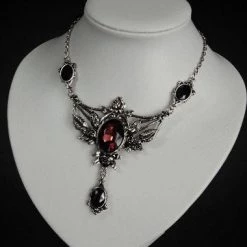 ReStyle Wild Roses Evening Necklace With Roses And Burgundy Stone Jewelry