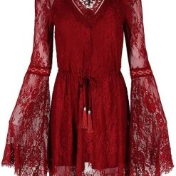 ReStyle Gothic Eyelash Lace Dress Burgundy Women's Stuff