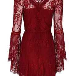 ReStyle Gothic Eyelash Lace Dress Burgundy Women's Stuff