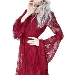 ReStyle Gothic Eyelash Lace Dress Burgundy Women's Stuff