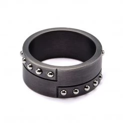 INOX Stainless Steel Gun Metal Finish With Steel Beaded Ring