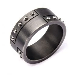 INOX Stainless Steel Gun Metal Finish With Steel Beaded Ring