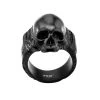 INOX Stainless Steel Black Plated Matte Finish Skull Ring