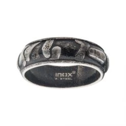 INOX Jewelry Gun Metal Plated 3D Canyon Pattern Ring