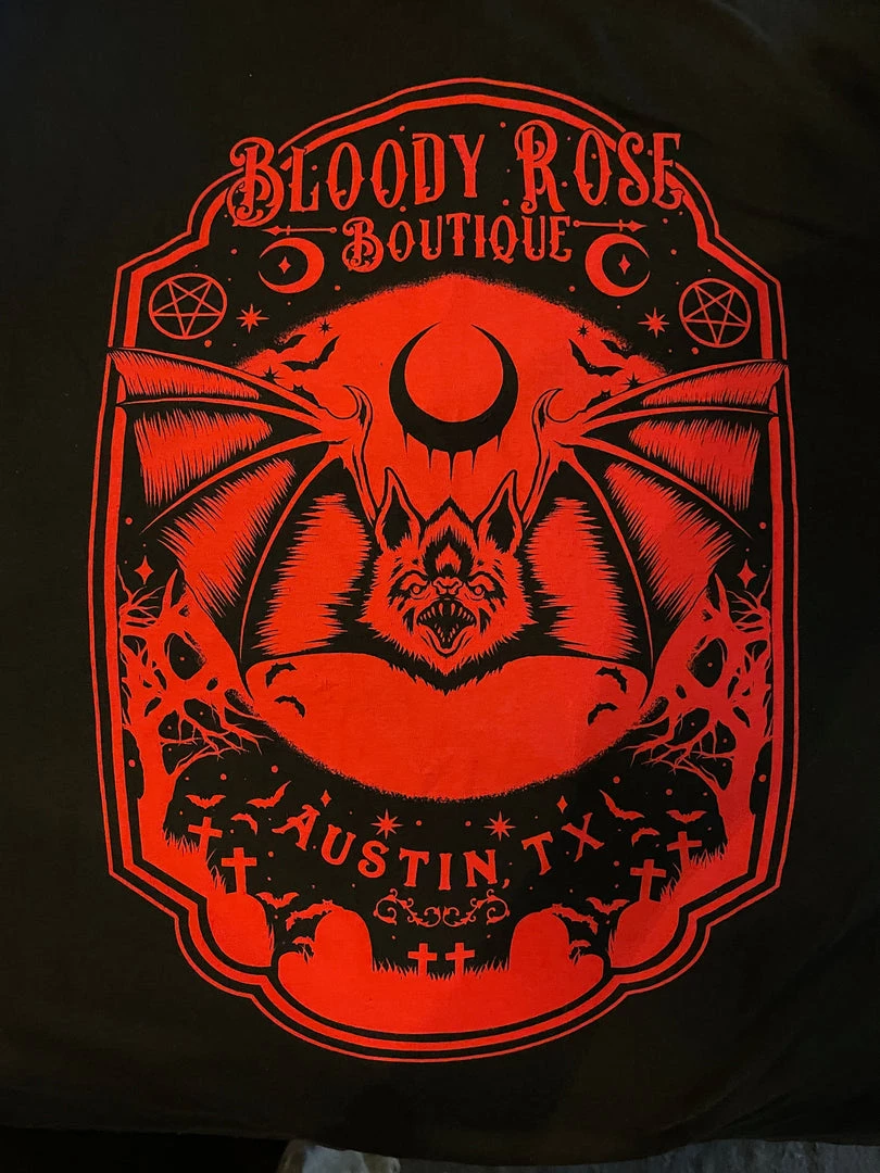 Bloody Rose Boutique Bloody Rose Bat - Red - Unisex T-Shirt Men's Stuff 3 Bloody Rose Boutique Bloody Rose Bat - Red - Unisex T-Shirt Men's Stuff