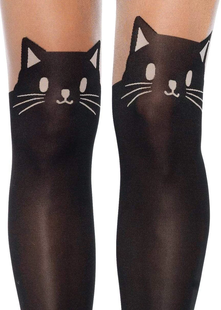 Leg Avenue Spandex Black Cat Opaque Tights 4 Leg Avenue Spandex Black Cat Opaque Tights