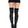 Leg Avenue Spooky Eyes Printed Opaque Thigh Highs