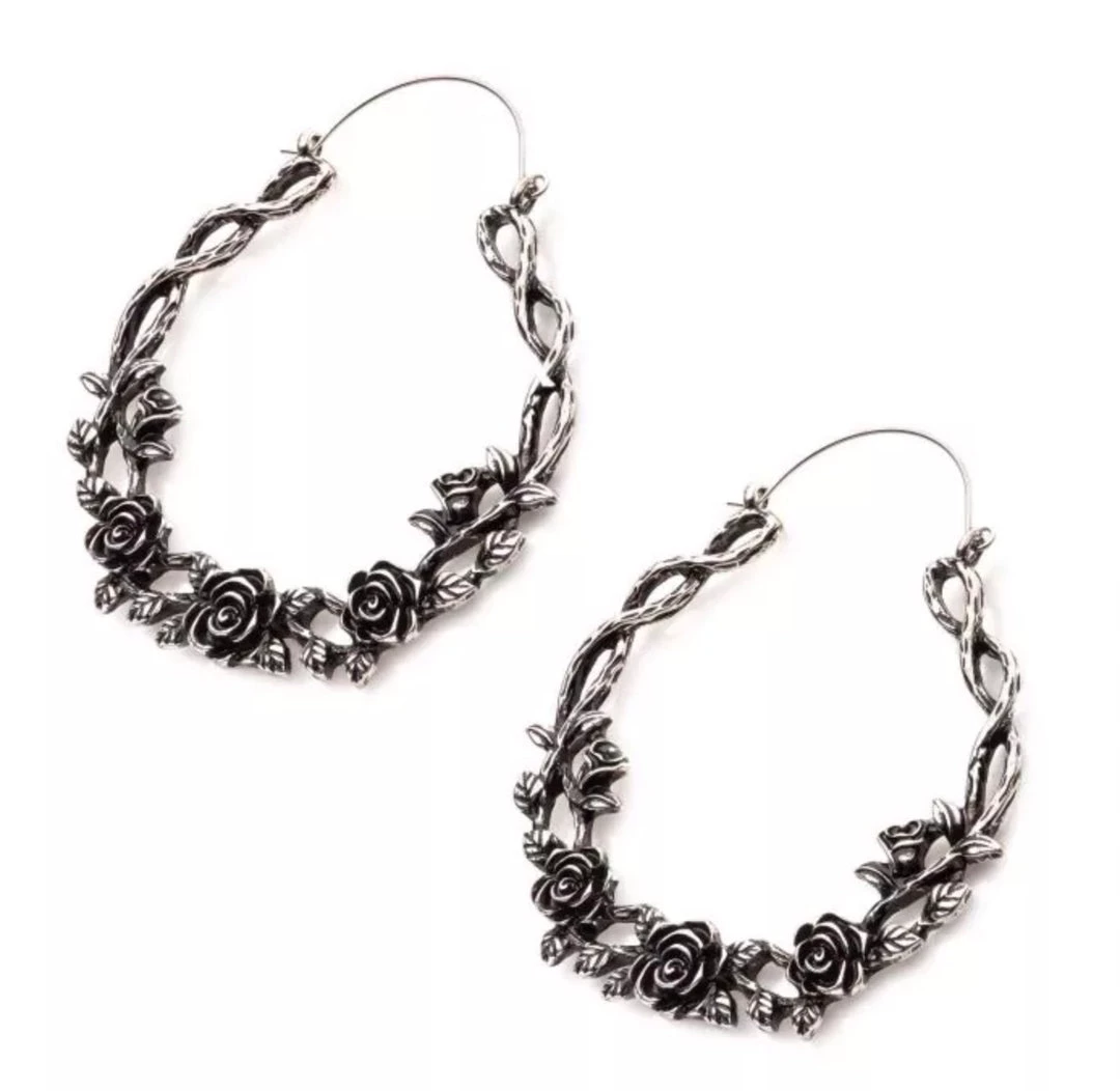 BodyVibe Oxidized Rose Vine Plug Hoops 3 BodyVibe Oxidized Rose Vine Plug Hoops