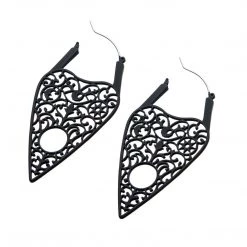 BodyVibe Jewelry Black Silicone Coated Matte Finish Planchette Hoop Earrings