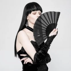 Punk Rave Accessories Gothic Fabric Rivet Fan