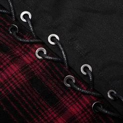 Punk Rave Women's Stuff Punk Plaid Splice Mesh Strappy Shirt