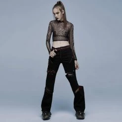 Punk Rave Punk Splice Zipper Straight Pants Women's Stuff
