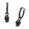BodyVibe Jewelry Matte Black Plated Hoop With Skull Dangle Earrings
